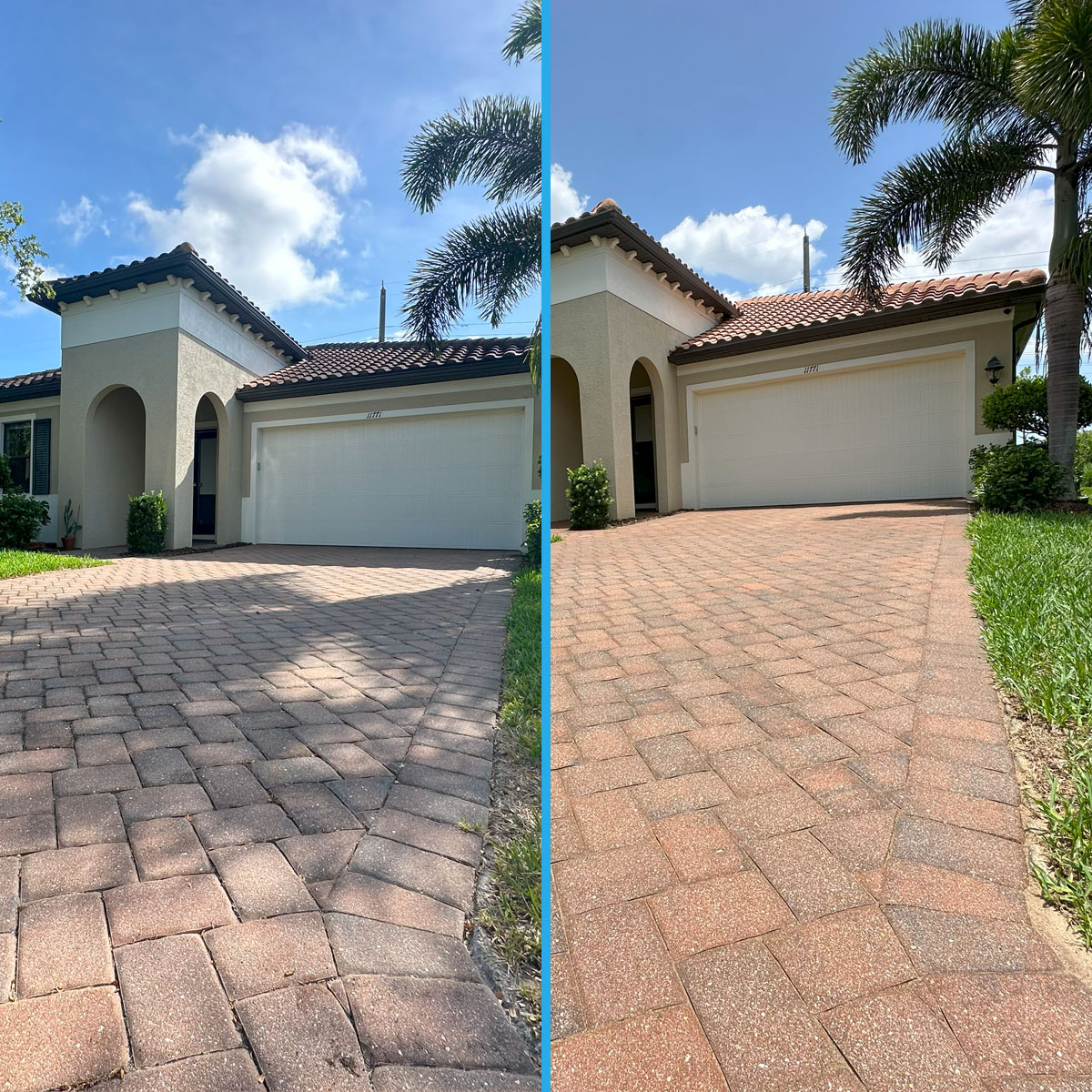 Pressure washing before and after