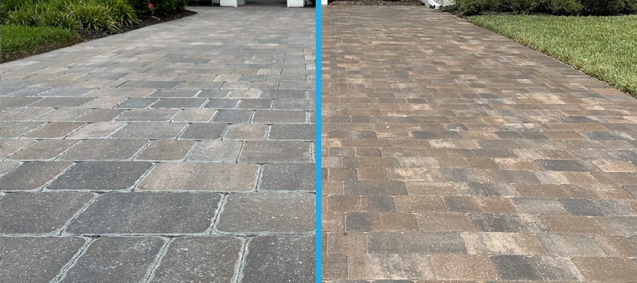 Paver sealing before and after