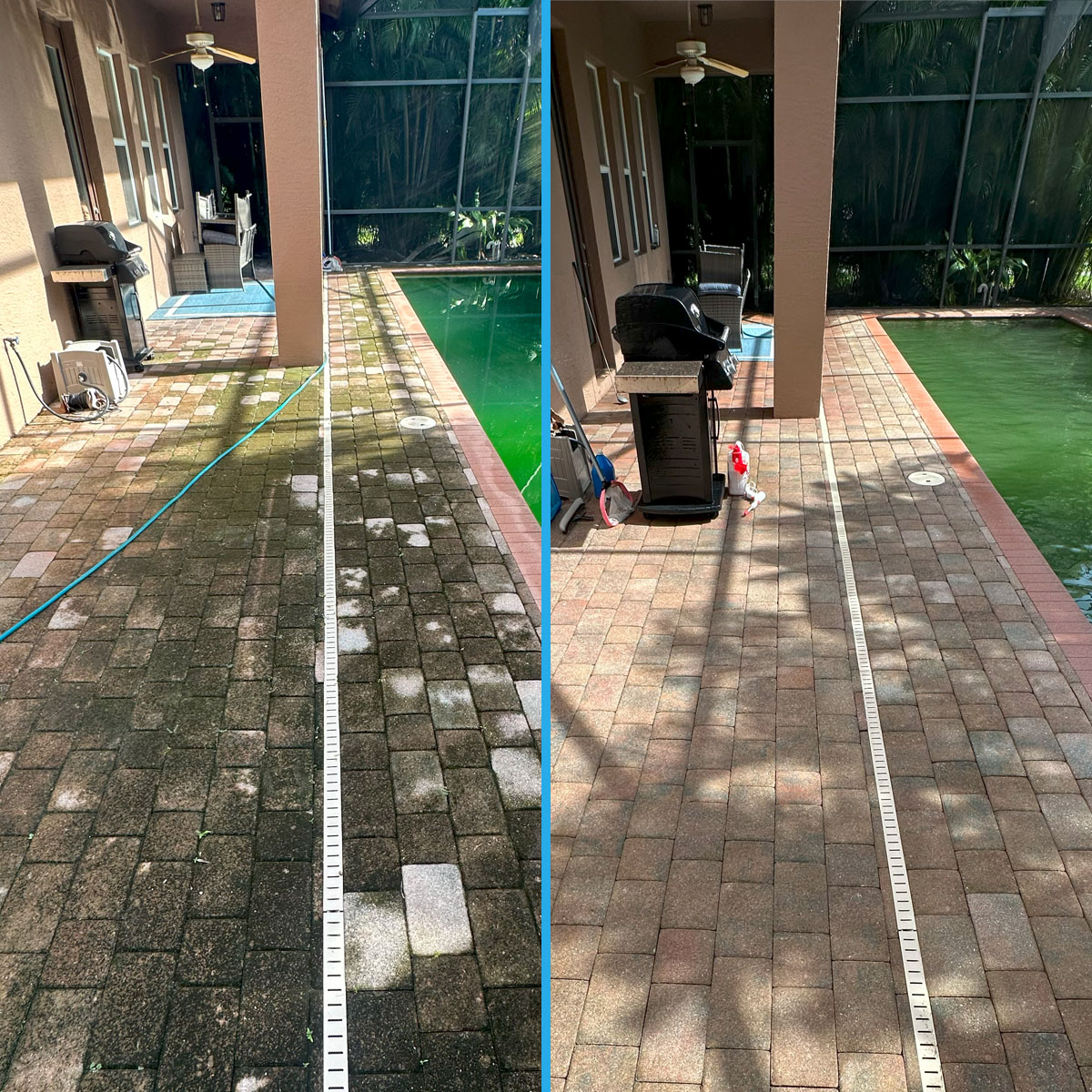 Pressure washing before and after