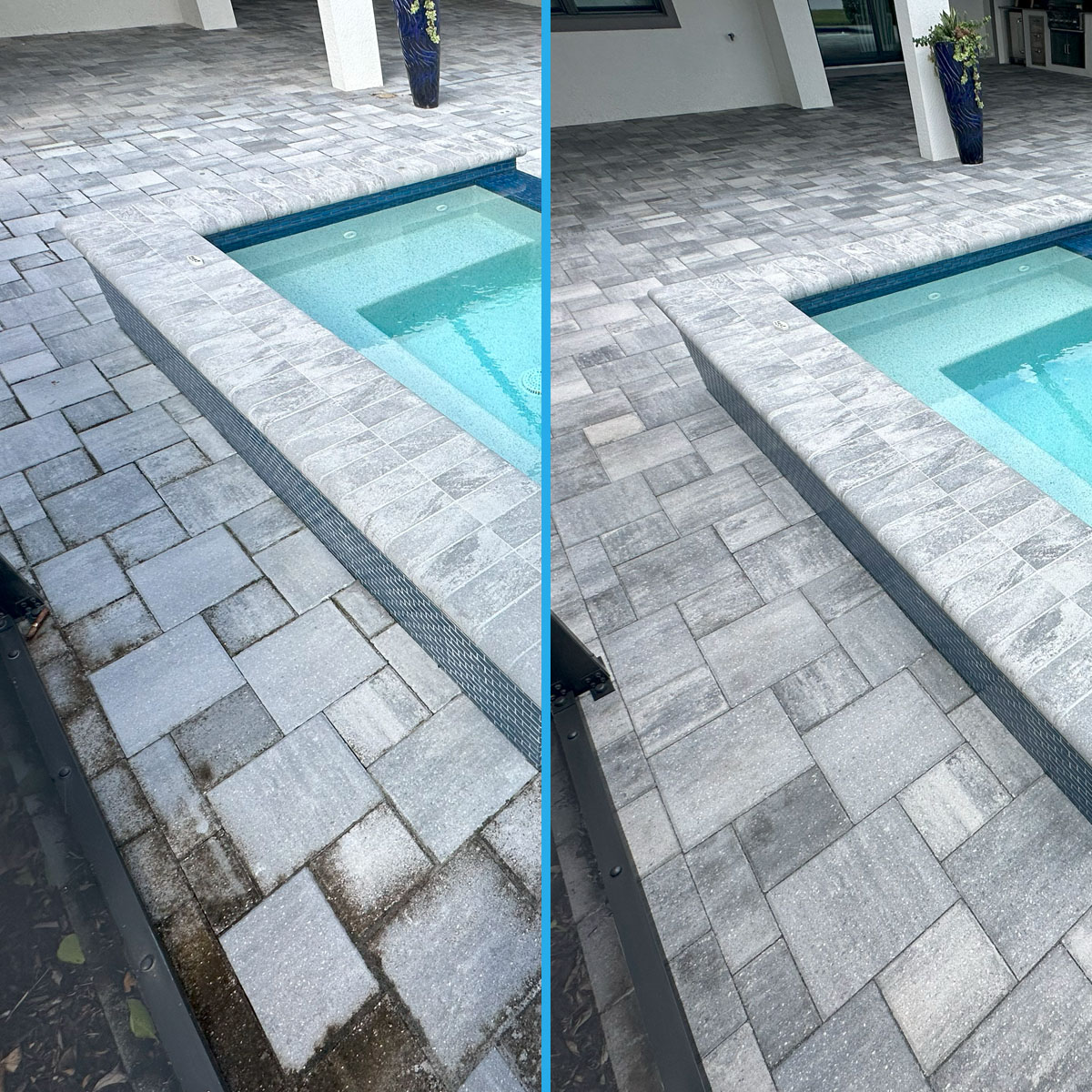 Pressure washing before and after